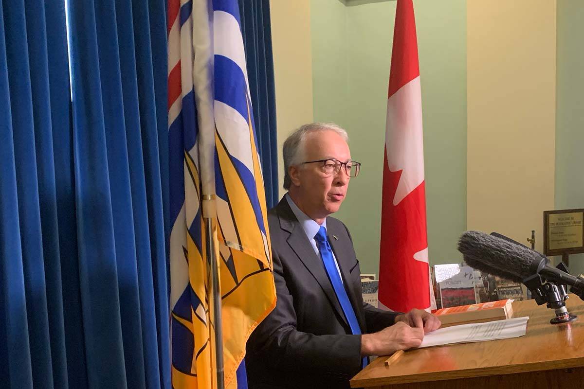 Conservative Party of BC Leader John Rustad, here seen in late November, said his party would scrap the carbon tax and all other climate related polices if in government. (Black Press Media file photo)