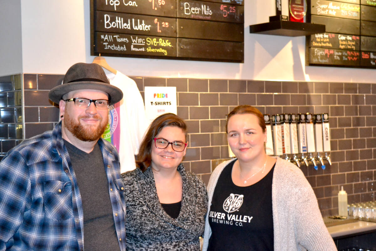 Owners Kevin Fulton (left) and Brandi Fulton (centre) of Silver Valley Brewing won a gold and two bronze medals at the 2023 Canada Beer Cup. (The News files)