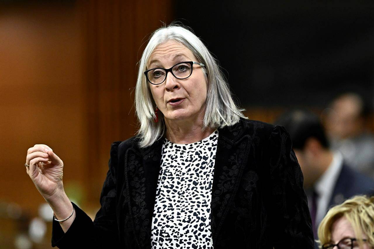 Indigenous Services Minister Patty Hajdu is expected to table much-anticipated legislation to improve water quality in First Nations communities today. Hajdu rises during Question Period in the House of Commons on Parliament Hill in Ottawa, Friday, Oct. 6, 2023. THE CANADIAN PRESS/Justin Tang