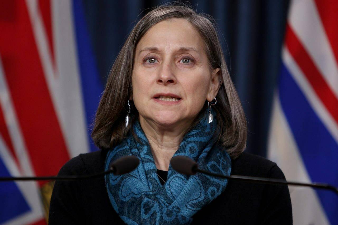 British Columbia chief coroner Lisa Lapointe speaks during a press conference at B.C. Legislature in Victoria on February 24, 2020. Lapointe says she’s frustrated, disappointed even angry at the response to the ongoing overdose crisis in the province. THE CANADIAN PRESS/Chad Hipolito