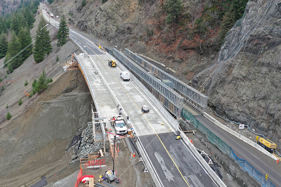 Highway 1 at Falls Creek (Jackass Mountain) south of Spences Bridge will be open to two-way traffic as of Dec. 15, shortening travel time along the Fraser-Thompson corridor. (Photo credit: Ministry of Transportation)