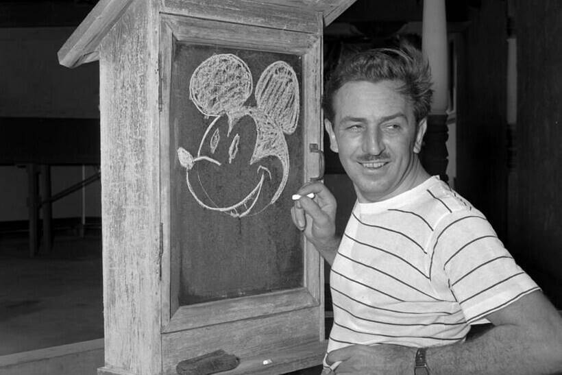 FILE - Walt Disney, creator of Mickey Mouse, poses for a photo at the Pancoast Hotel, Aug. 13, 1941, in Miami, Fla. The earliest version of Disney’s most famous character, Mickey Mouse, and arguably the most iconic character in American pop culture, will become public domain on Jan. 1, 2024. (AP Photo, File)