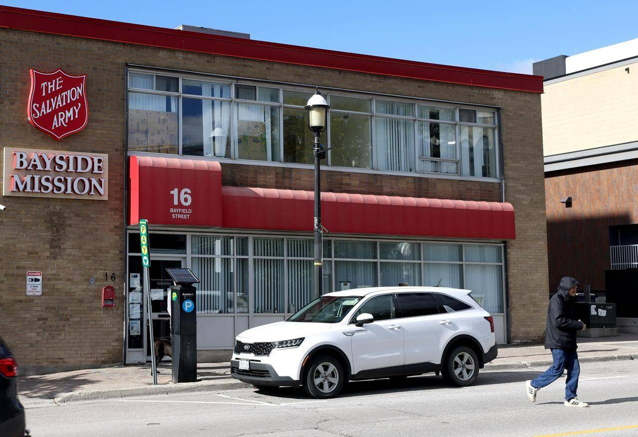 The Salvation Army Bayside Mission is shown in Barrie, Ont. on Thursday, Oct.12, 2023. THE CANADIAN PRESS/Christopher Drost