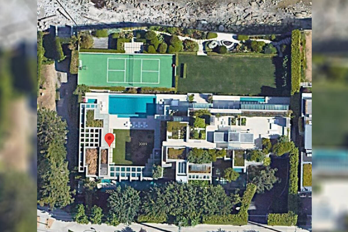 BC Assessment says the most expensive property in the province in 2023 was at 3085 Point Grey Rd in Kitsilano. Assessed at $81,765,000, the property is owned by Lululemon founder Chip Wilson. (Google Maps)