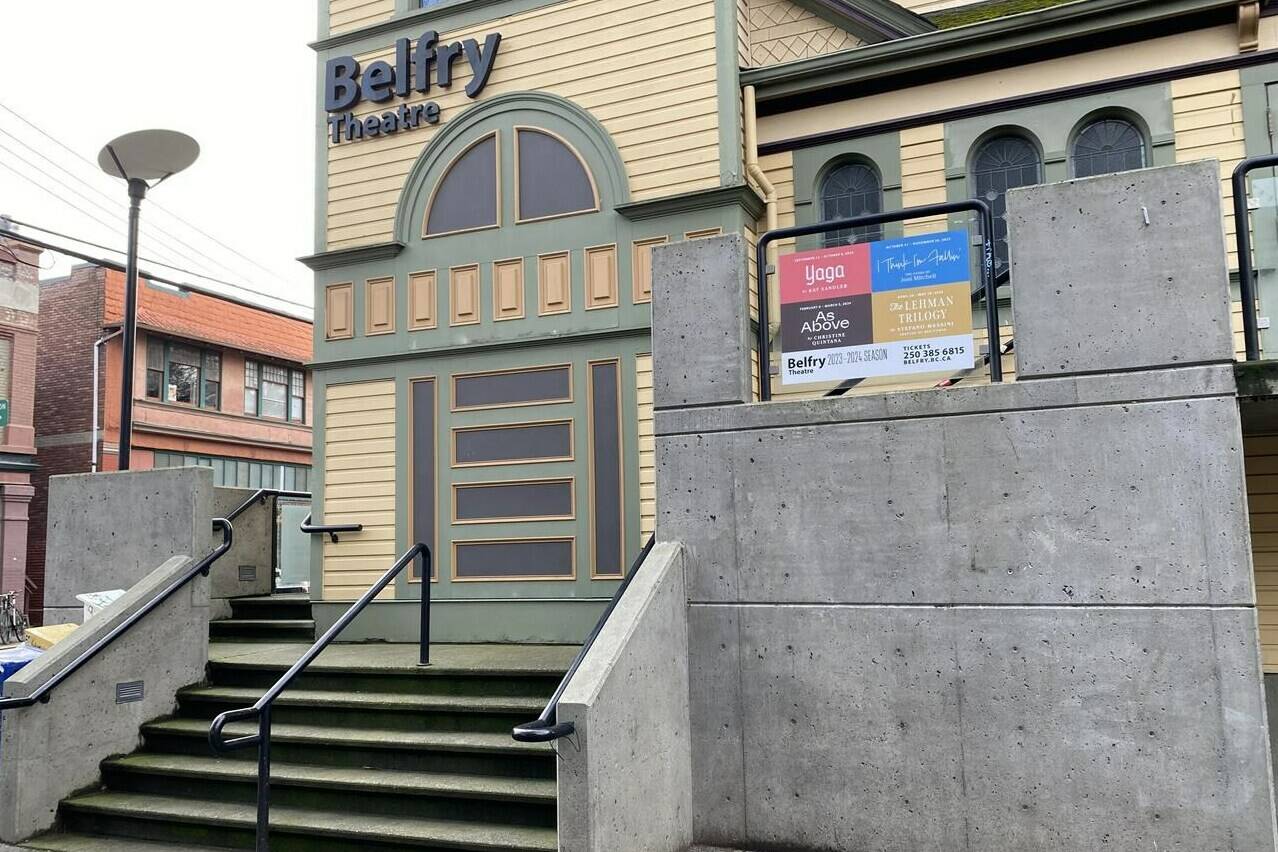 Belfry Theatre is shown in Victoria on Wednesday, Jan. 3, 2024. Local tensions connected to the ongoing Middle East war between Israel and Hamas in Gaza has prompted a Victoria, B.C., theatre company to cancel the scheduled run of a play exploring potentially controversial themes. THE CANADIAN PRESS/Dirk Meissner
