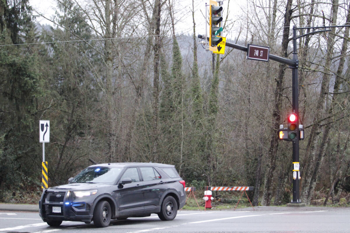 A police incident has shut down access to a major road in east Maple Ridge on the morning of Jan. 5. (Brandon Tucker/The News)