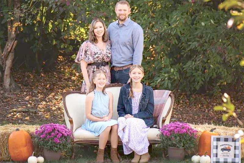 An online fundraising campaign has begun in support of Warren and Jen Maarhuis, who are both battling cancer. They are pictured with their daughters Charlotte and Hailey.