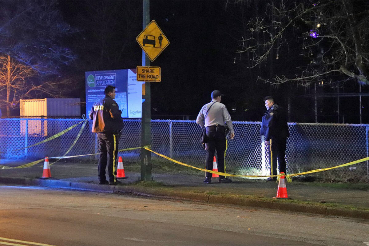 Coquitlam RCMP were called to a shooting in the area of Westwood Street and Glen Drive, just past 4 p.m. on Saturday, January 6. A 21-year-old man was taken to hospital with life-threatening injuries and later died. (Credit: Shane MacKichan)