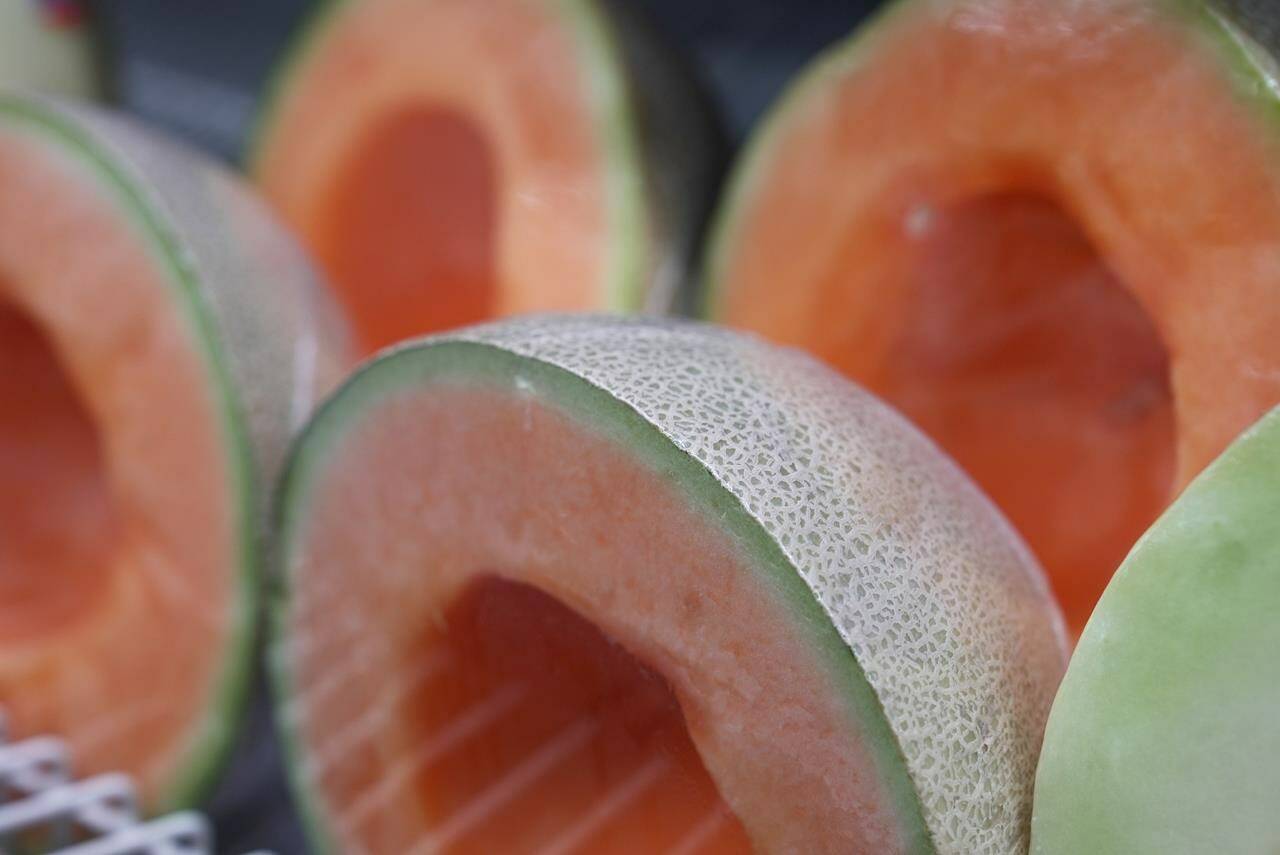 A third proposed class-action lawsuit has been filed over salmonella-tainted cantaloupes that have sickened people across Canada. Cantaloupe halves are displayed for sale at a supermarket in New York on Tuesday, Dec. 12, 2023. THE CANADIAN PRESS/AP-Mary Conlon
