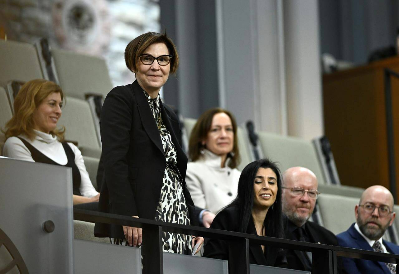 <div>An advocacy group for First Nations families will present arguments to the Human Rights Tribunal Friday that Canada isn’t living up to its promise of timely access to health care for Indigenous children. Child welfare advocate Cindy Blackstock is recognized by the Speaker of the House of Commons, along with her fellow recipients of the Social Sciences and Humanities Research Council of Canada 2022 Impact Award, after Question Period on Parliament Hill in Ottawa on Thursday, Dec. 1, 2022. THE CANADIAN PRESS/Justin Tang</div>