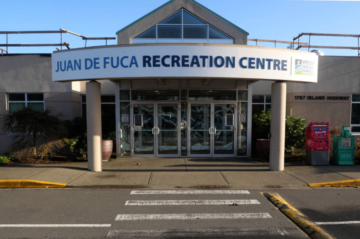 A man experiencing homelessness claimed he faced discrimination at the Juan de Fuca Recreation Centre in Colwood. (News Staff/Thomas Eley)