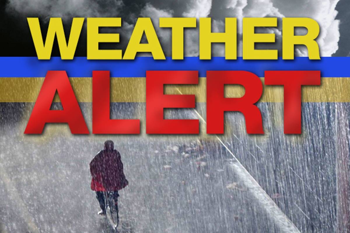 Weather alert issued for region by EC.