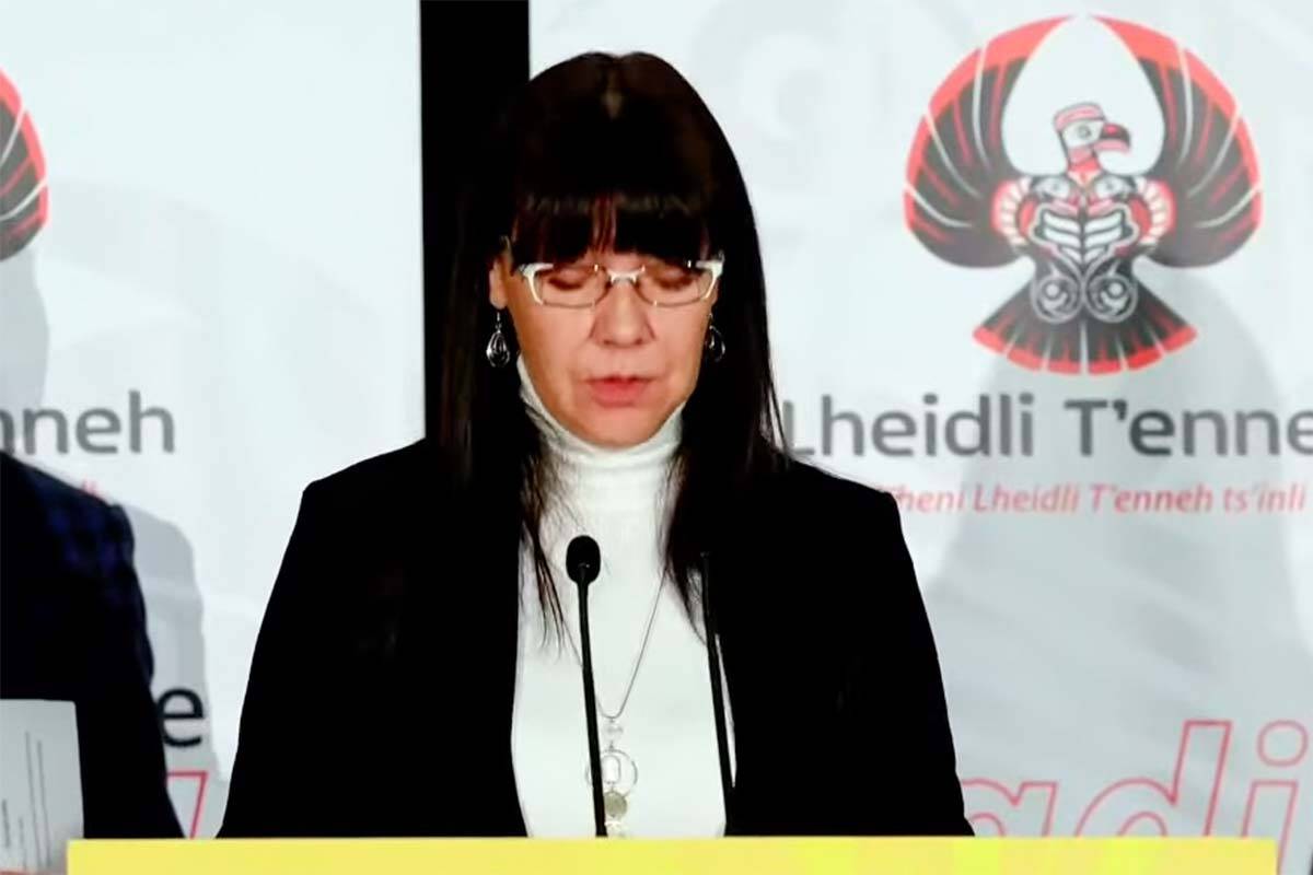 Chief Dolleen Logan of Lheidli T’enneh First Nation welcomes provincial funding of just over $675,000 to help plan a regional youth centre. Premier David Eby announced the support Tuesday in Prince George. (Screencap)