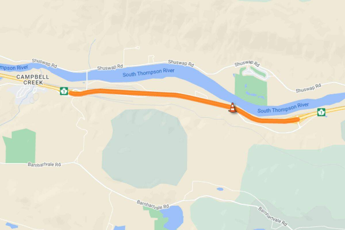 Highway 97 in Monte Creek has been closed in both directions due to a serious collision. A detour is currently being set up. (DriveBC)
