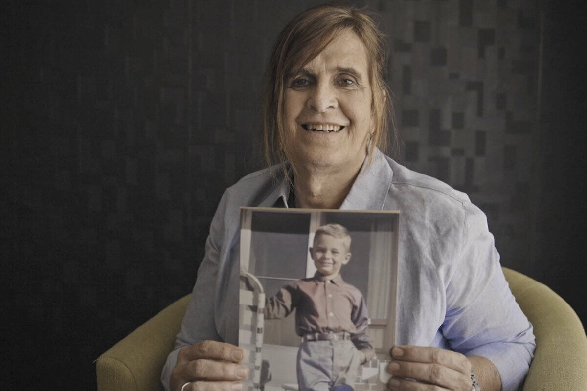 Salmon Arm’s Joanne Wittstock holds a childhood photo of herself. Wittstock is the subject of a new TVO documentary series about people reconnecting with friends they knew in school. Photo courtesy TVO