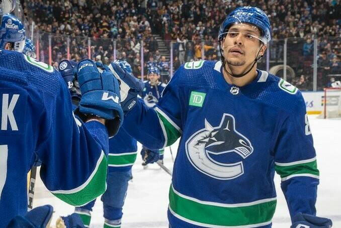 Called out by Canucks head coach Rick Tocchet during training camp, Dakota Joshua has rebounded with his best-ever season in the NHL. Vancouver Canucks photo