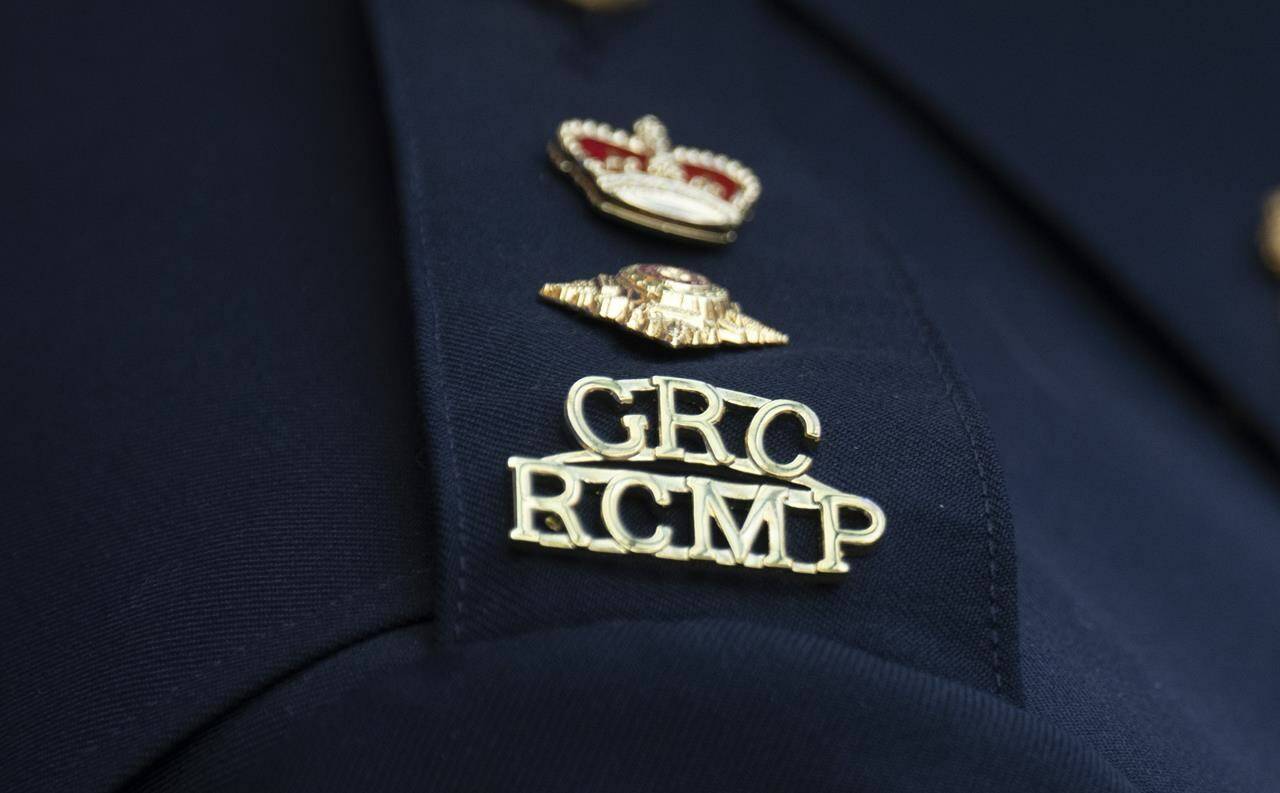 A man is dead after what Burnaby RCMP say was a targeted shooting on Jan. 23, 2024. The RCMP logo is seen on the shoulder of a superintendent during a news conference, Saturday, June 24, 2023 in St. John’s, Newfoundland. THE CANADIAN PRESS/Adrian Wyld