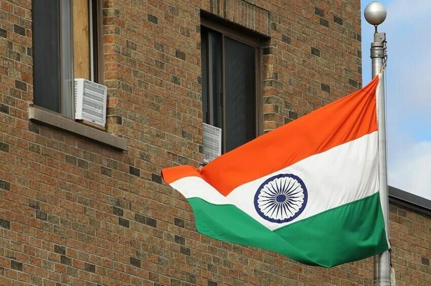 The federal commission of inquiry into foreign interference is looking to examine alleged meddling by India in the last two general elections. The Indian flag is seen flying at the High Commission of India in Ottawa on Wednesday, September 20, 2023. THE CANADIAN PRESS/ Patrick Doyle