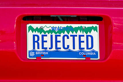Nearly one-quarter of the requests for personalized licence plates made in B.C. last year were rejected, for a variety of reasons. (Photo credit: Carolyn Franks/ICBC)