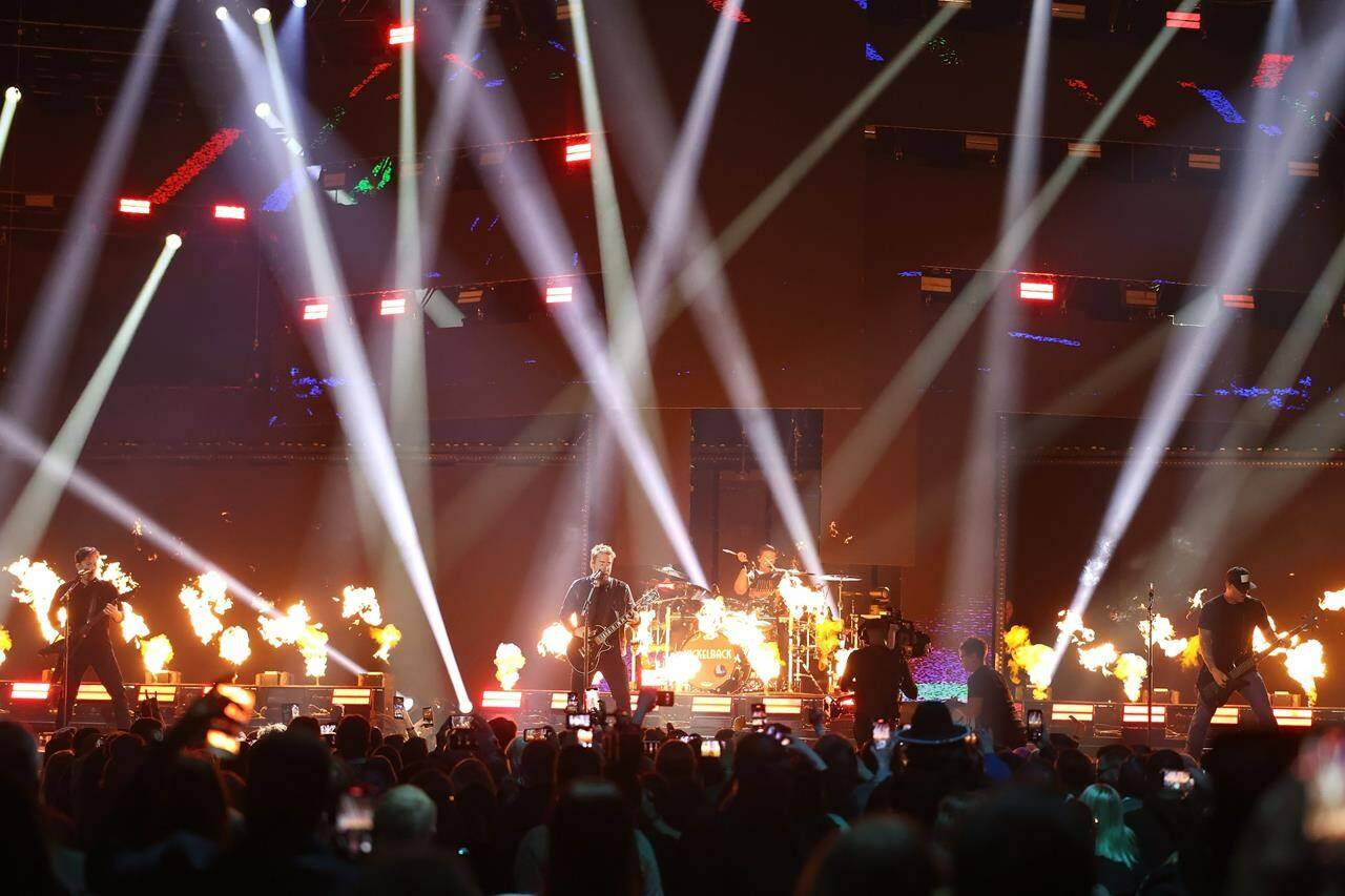 Nickelback performs during the Juno Awards in Edmonton on Monday, March 13, 2023. The Canadian Academy of Recording Arts and Sciences says the 2025 Juno Awards will be held in Vancouver. THE CANADIAN PRESS/Timothy Matwey