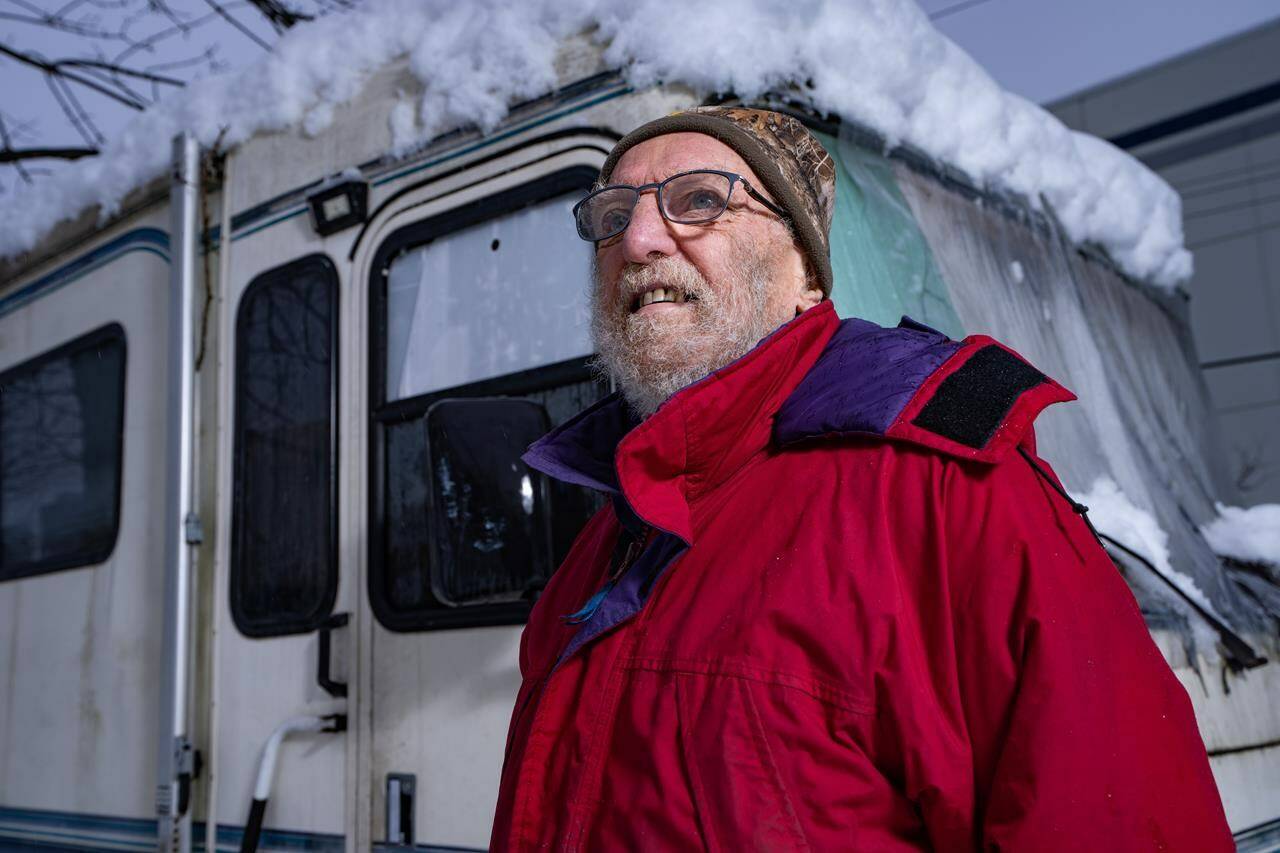 Keith Light Is pictured outside of his RV in Vancouver on Friday Jan. 19, 2024. THE CANADIAN PRESS/Ethan Cairns