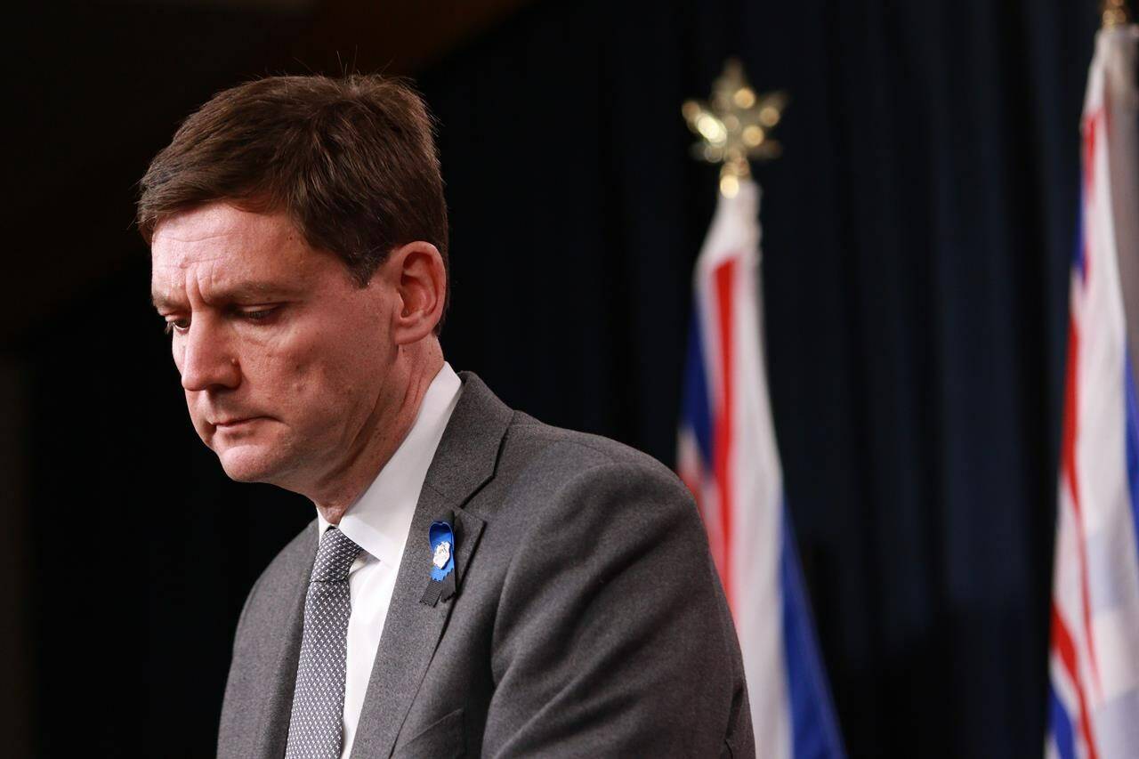 B.C. Premier David Eby has apologized after he says a member of his staff posted an incorrect message in social media posts linking to his statement marking Holocaust Remembrance Day on Saturday. Eby is seen during a press conference at the provincial legislature in Victoria, Thursday, Oct. 5, 2023. THE CANADIAN PRESS/Chad Hipolito