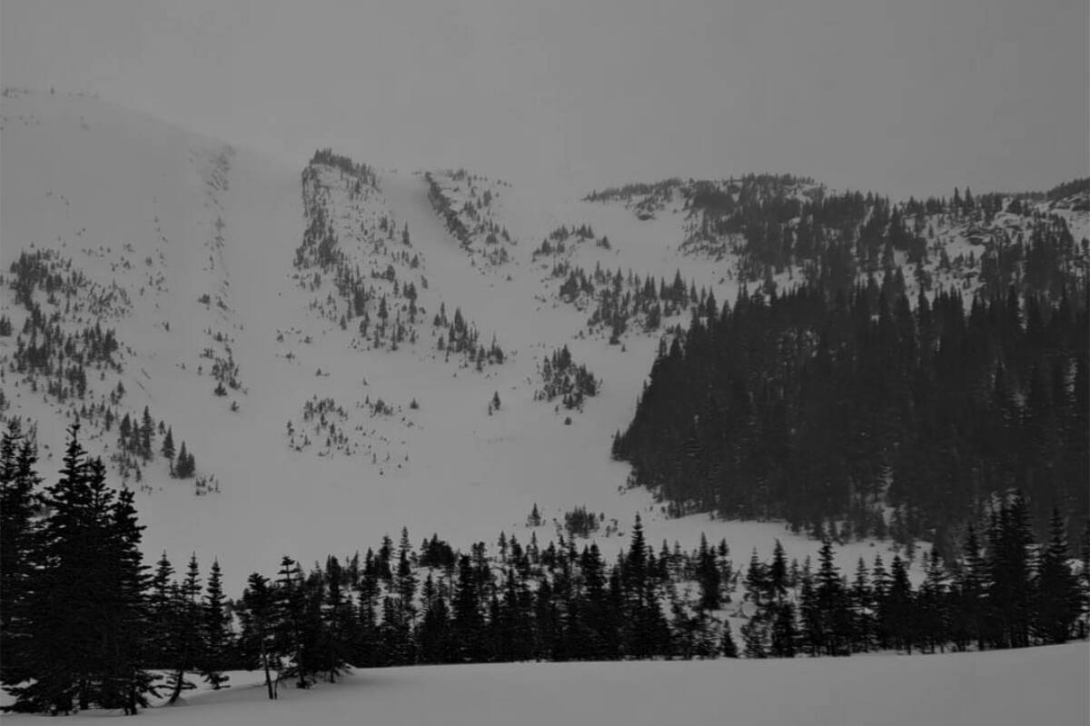A file photo of the Hasler Flat area in northeastern B.C., where one snowmobiler was killed in an avalanche on Saturday, January 27, 2023. (Avalanche Canada/X)