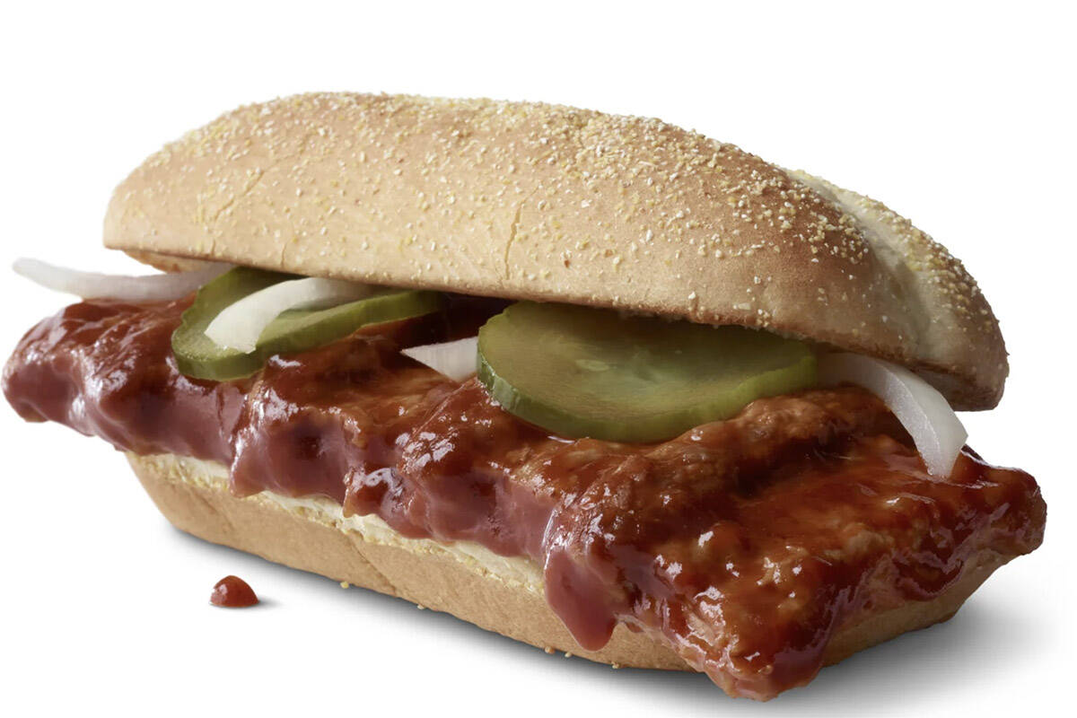 The McRib sandwich. (McDonald’s via AP)