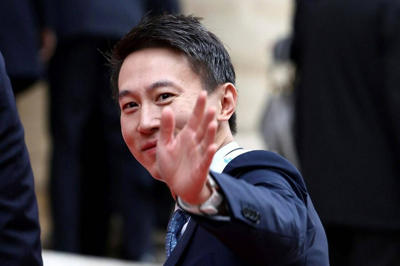 File - TikTok CEO Shou Zi Chew waves as he attends the Paris Peace Forum, in Paris, Nov. 10, 2023. The CEOs of Meta, TikTok, X and other social media companies are testifying before the Senate Judiciary Committee on Wednesday about child safety on their platforms. (Stephanie Lecocq, Pool via AP, File)