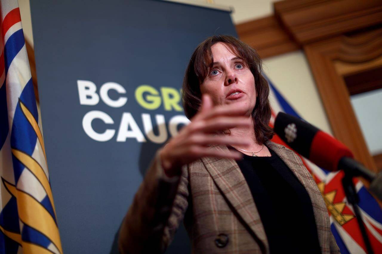 B.C. Green Party Leader Sonia Furstenau will be running in Victoria Beacon-Hill instead of Cowichan Valley. She made the announcement Wednesday in Victoria. (THE CANADIAN PRESS/Chad Hipolito)