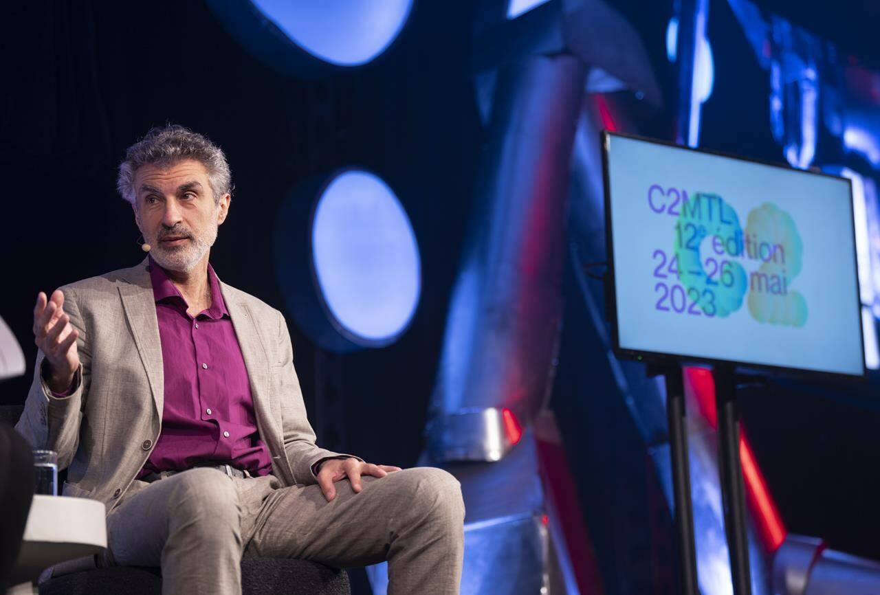 Yoshua Bengio, founder and scientific director, Mila-Quebec AI Institute, discusses artificial intelligence, democracy and the future of civilization at the C2MTL conference on Wednesday May 24, 2023 in Montreal. Bengio, scientific director at Mila - Quebec Artificial Intelligence Institute, told MPs today the government should move to put in place even an imperfect law that would have some provisions that apply immediately. THE CANADIAN PRESS/Christinne Muschi