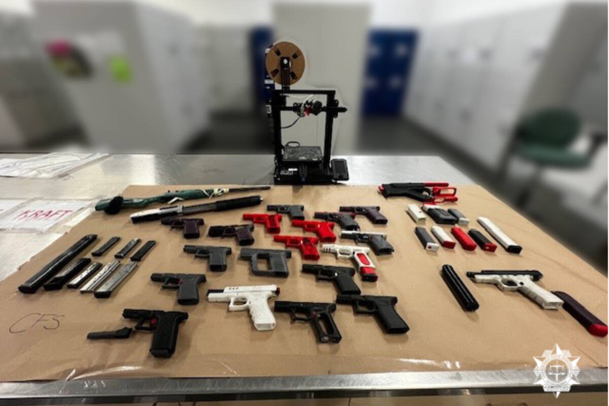 One man was arrested and an alleged 3D-printed firearms operation has been shut down and seized in Prince George. (CFSEU handout)