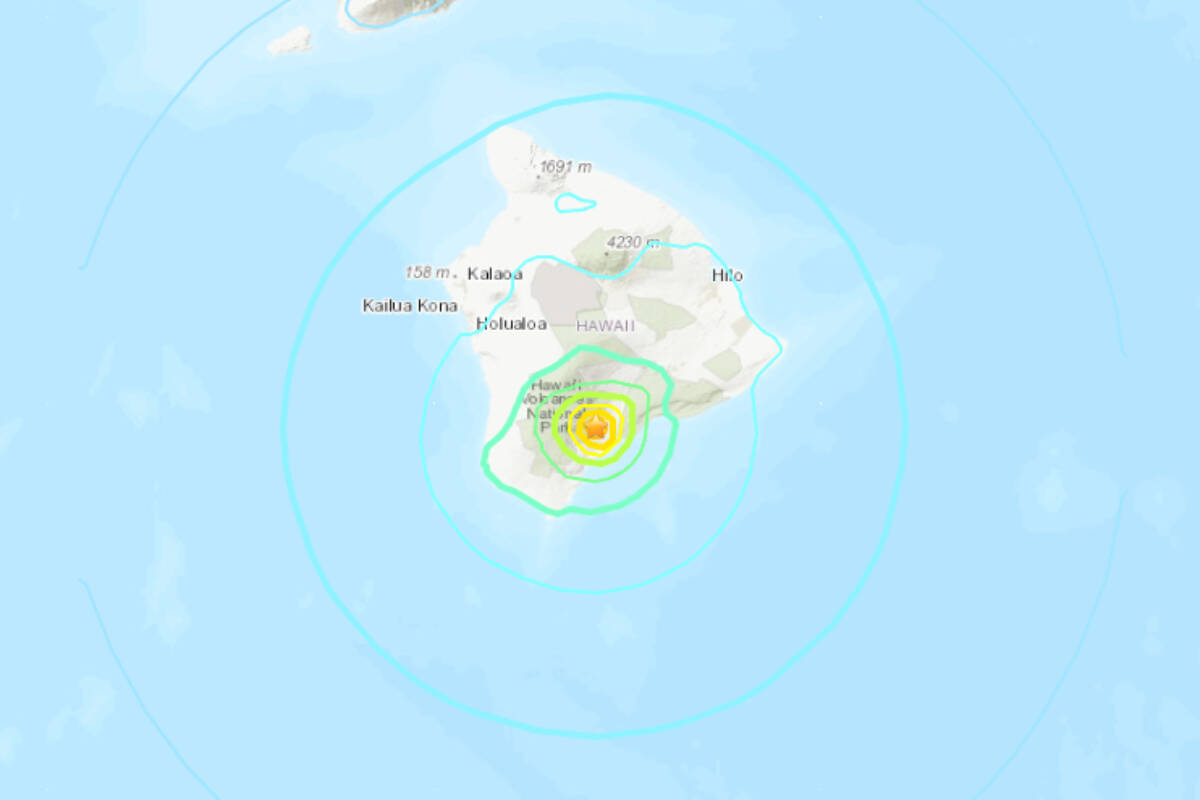 The U.S. Geological Survey said Friday (Feb. 9) that a magnitude 6.3 earthquake struck just south of the Big Island of Hawaii. (USGS)