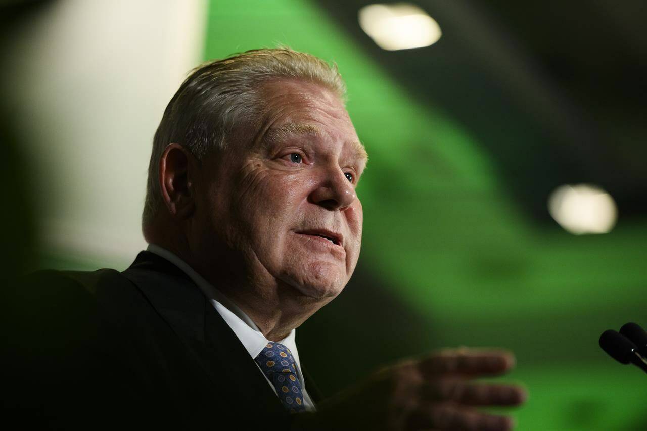 Ontario Premier Doug Ford gives remarks at the 2023 Ontario Economic Summit, in Toronto, Wednesday, Nov., 1, 2023.	Ford signed a $3.1 billion health deal with Ottawa to improve access to family doctors. THE CANADIAN PRESS/Christopher Katsarov