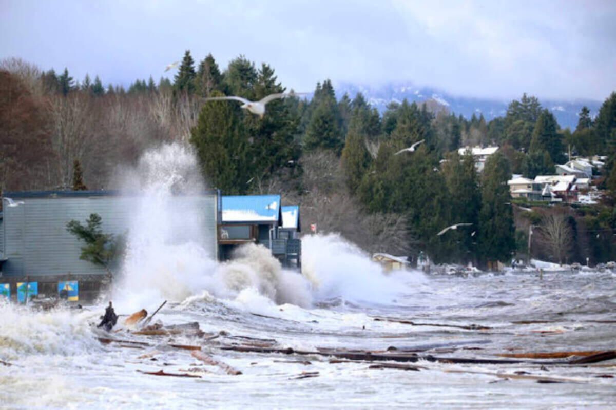 Climate change can cause high tides and this incident 2022 caused major damage to the Qualicum Beach waterfront and businesses in the area. (Earl Geddes photo)