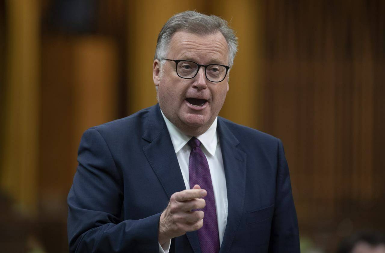 Conservative MP Kevin Waugh rises during Question Period in the House of Commons, Tuesday, April 13, 2021 in Ottawa. Waugh is walking back comments he made earlier this week when he implied First Nations are burning down water treatment plants in their communities.THE CANADIAN PRESS/Adrian Wyld