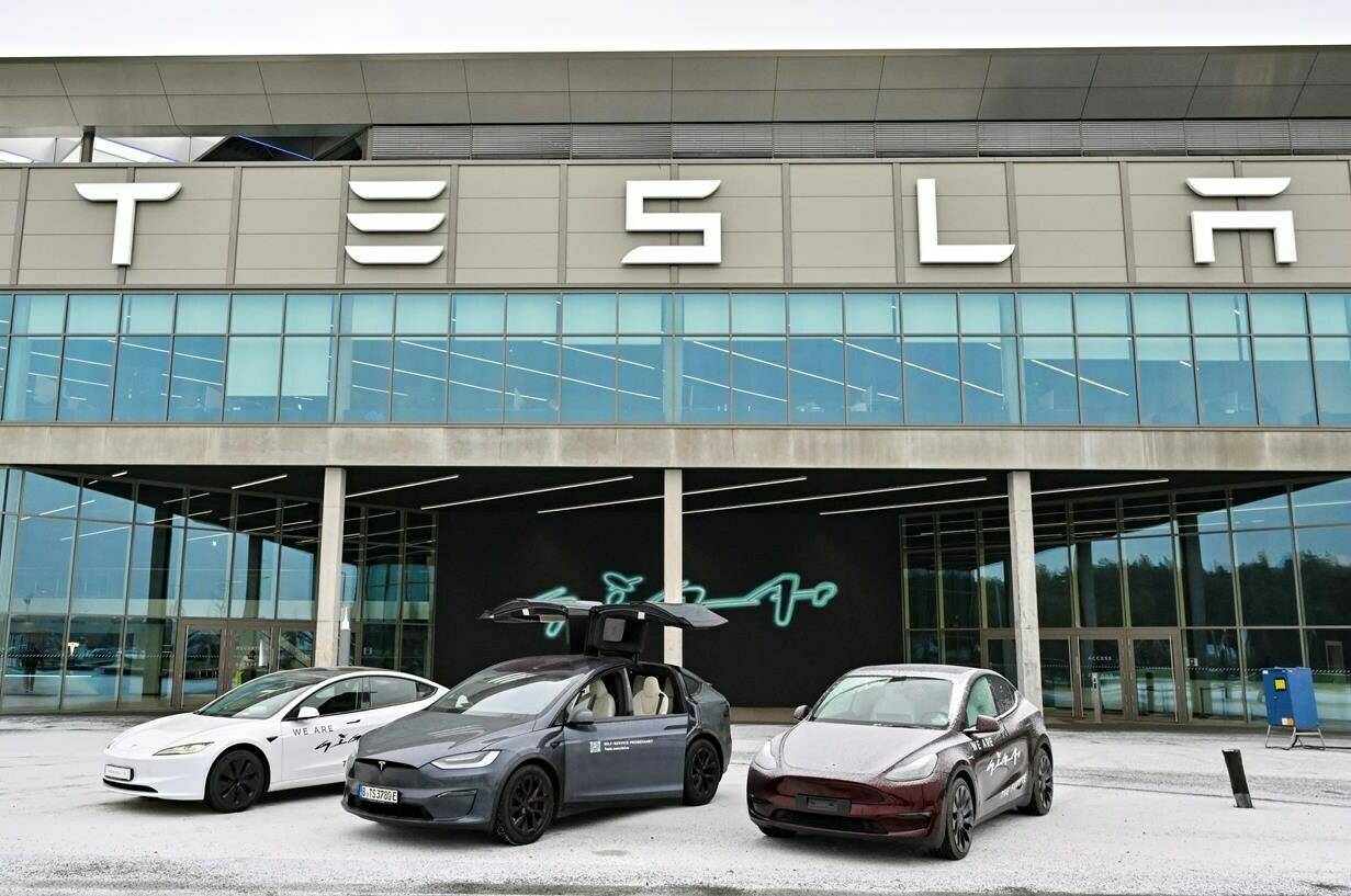 In December, Tesla recalled over two million cars for a faulty self-driving feature which the U.S. transport agency said has caused fatal collisions. The auto manufacturer moved to then deploy a bundle of over-the-air software updates to improve the features. The Tesla Gigafactory Berlin-Brandenburg plant is seen in Grunheide, Germany, Friday Jan. 12, 2024. THE CANADIAN PRESS/AP-dpa, Patrick Pleul