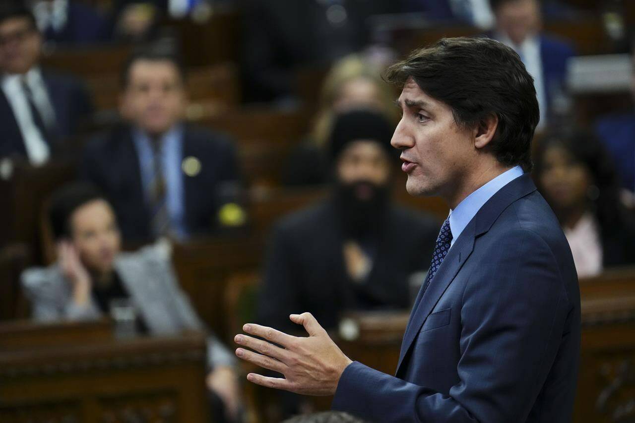 Prime Minister Justin Trudeau responds during question period in the House of Commons on Parliament Hill in Ottawa on Wednesday, Feb. 14, 2024. THE CANADIAN PRESS/Sean Kilpatrick