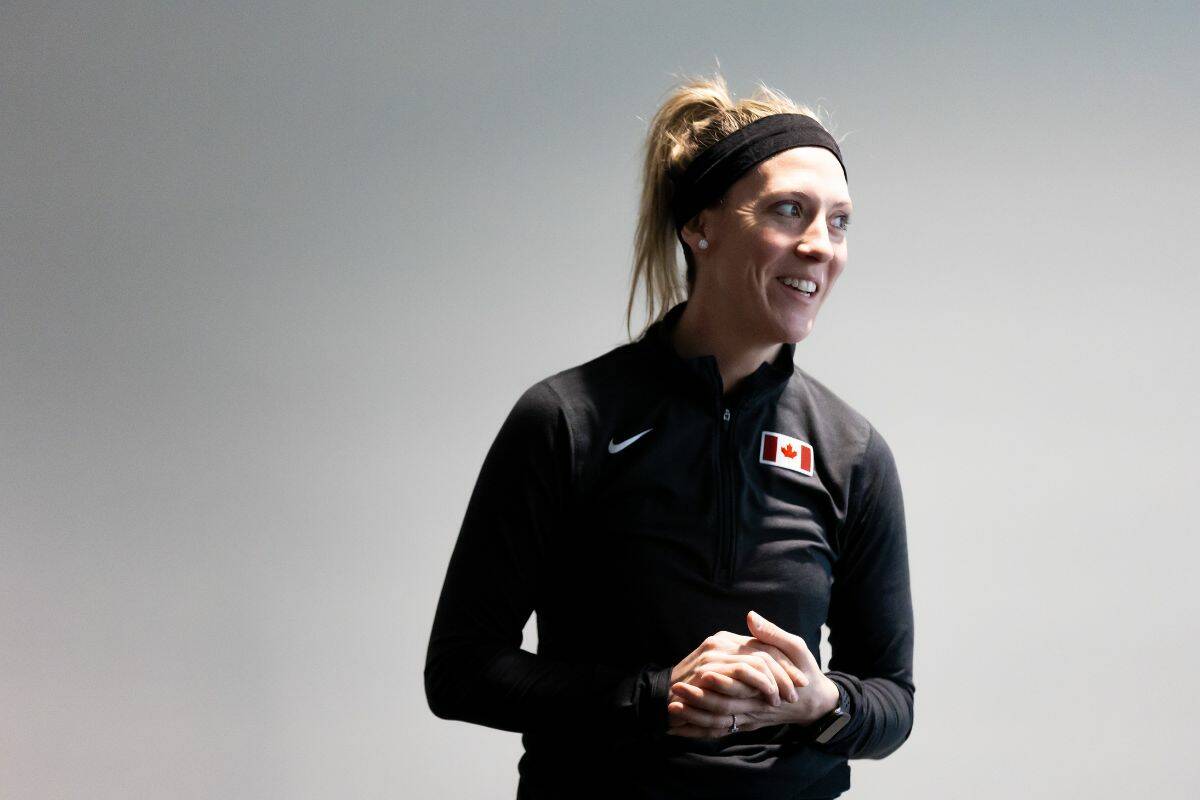 Meghan Agosta spoke to a room of hockey players and parents at WickFest in Surrey on Friday, Feb. 2, 2024. Agosta joined the Canadian women’s national hockey team in 2004. (Photo: Anna Burns)