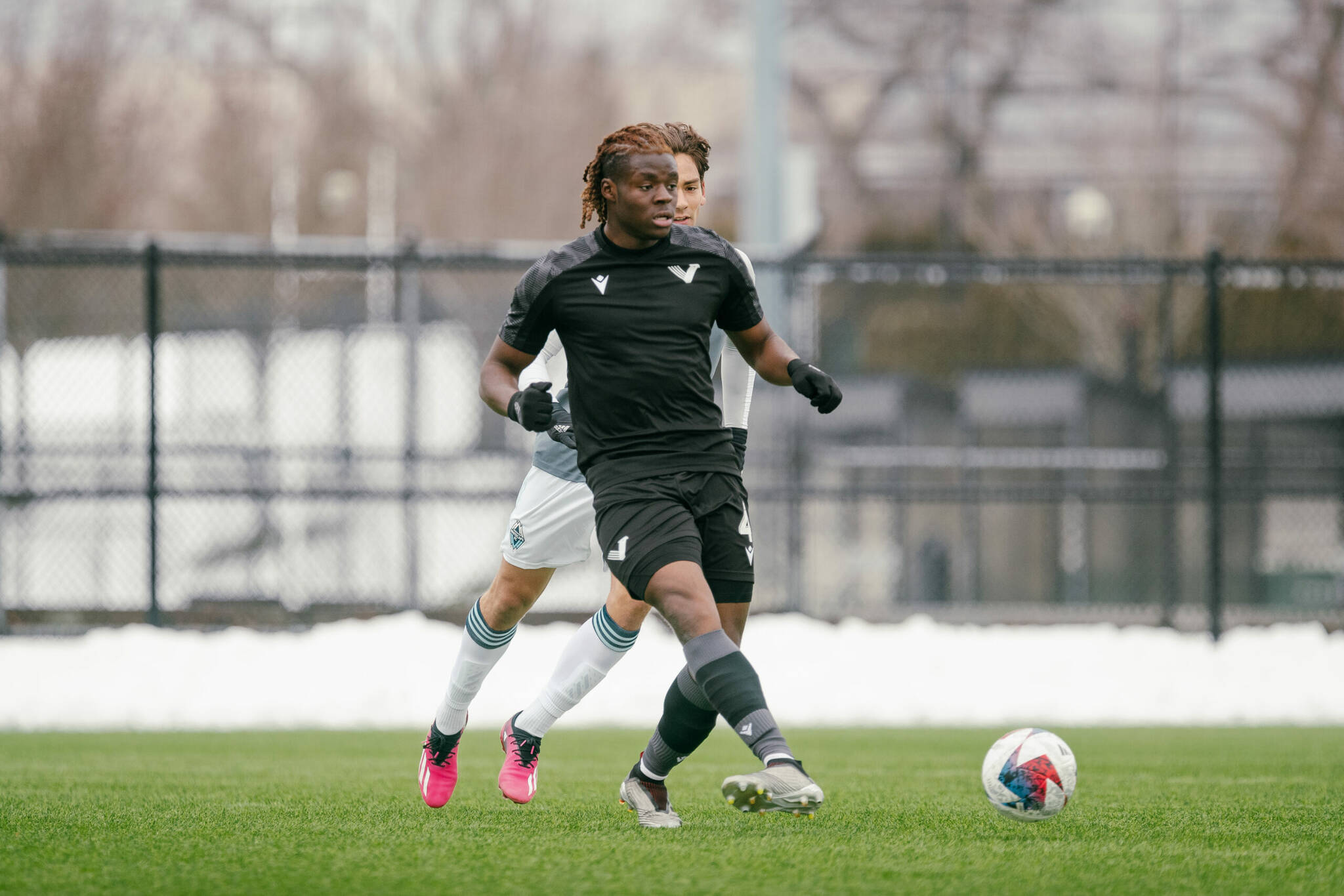 Ibrahim Bakare joins Vancouver FC as a centre-back in March 2023, and now parted ways with the Langley-based pro soceer team. (Beau Chevalier, Vancouver FC/Special to Langley Advance Times)