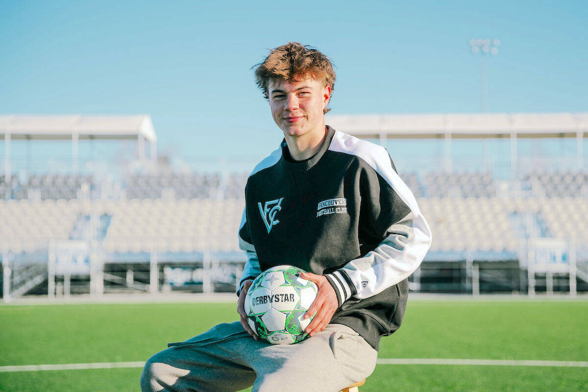 Grady McDonnell, 15, was the youngest signing in CPL history, inking a deal with Vancouver FC last month. (Beau Chevalier, VFC/Special to Langley Advance Times)