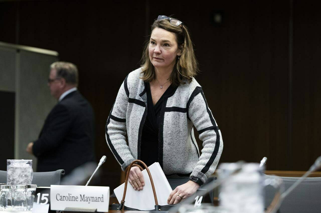 Information Commissioner Caroline Maynard prepares to appear at the Standing Committee on Access to Information, Privacy and Ethics, in Ottawa, on Tuesday, March 7, 2023. THE CANADIAN PRESS/Justin Tang