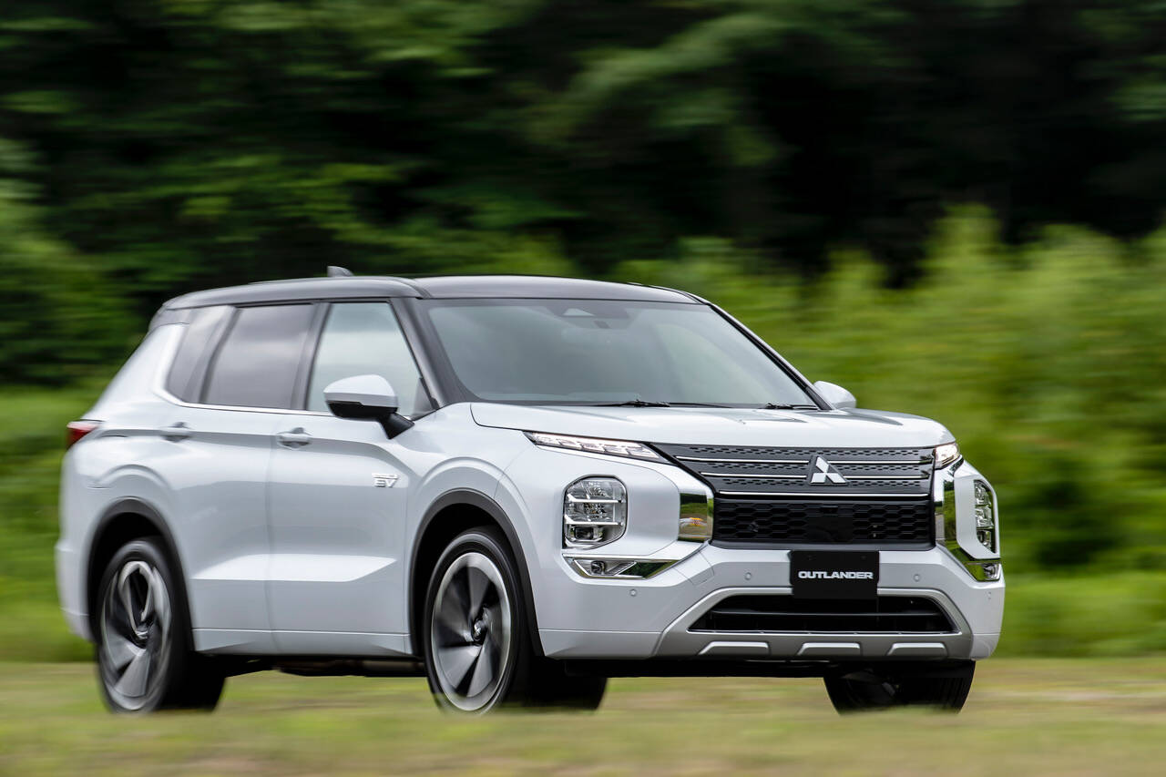 The Mitsubishi Outlander PHEV GT-Premium tester costs $57,048 plus taxes. The base price for the ES version, one of five main trims, is $46,538. Mitsubishi photo