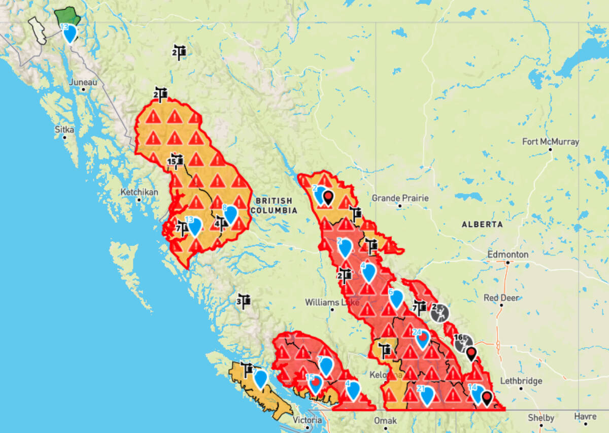 Avalanche Canada has issued a Special Public Avalanche Warning for recreational backcountry users across most of BC’s and Alberta’s forecast regions.