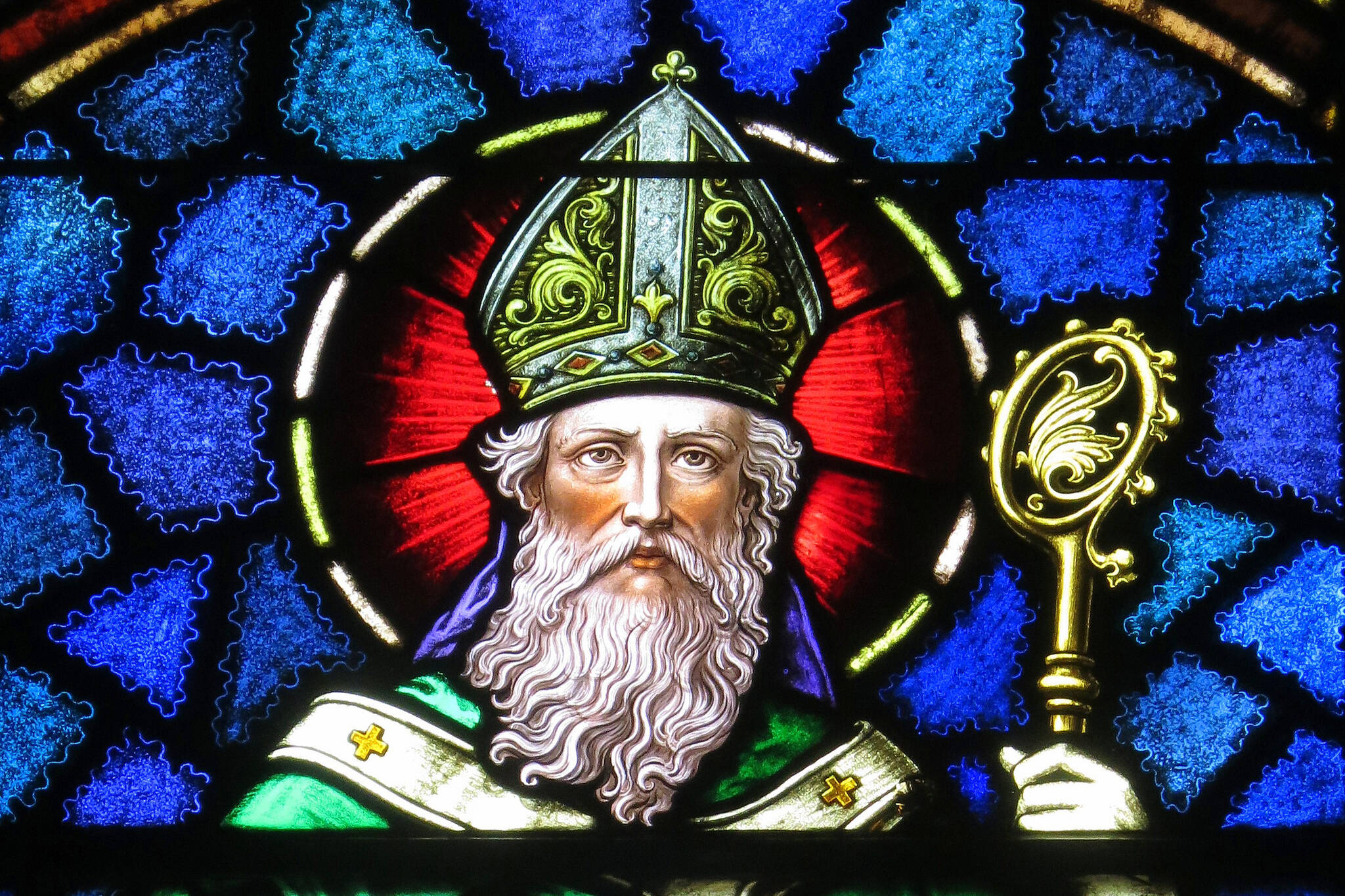 This image of St. Patrick, the patron saint of Ireland, can be seen on Saint Patrick Catholic Church in Junction City, Ohio. (Wikimedia Commons)