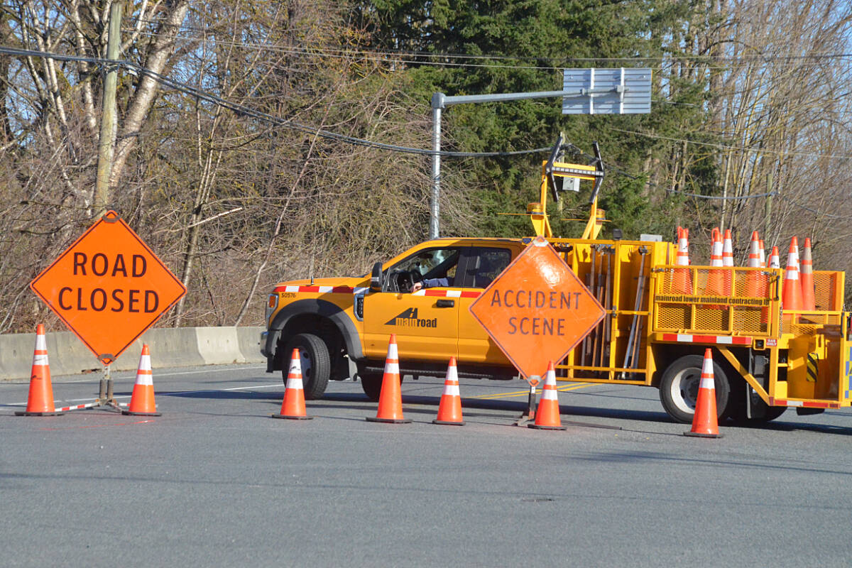 Portions of 264th Street and 16th Avenue were closed after a major crash early March 18. (Matthew Claxton/Langley Advance Times)
