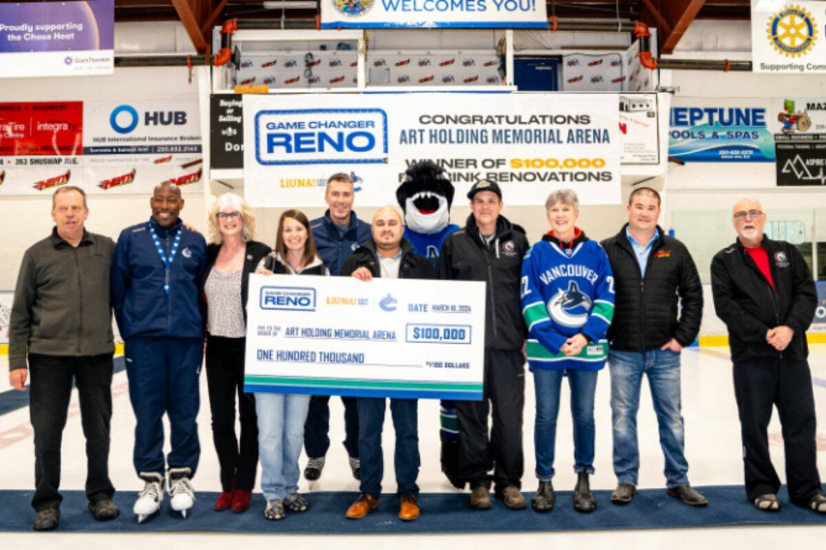 The Art Holding Memorial Arena in Chase will be undergoing a facelift, thanks to a $100,000 donation by the Vancouver Canucks and LiUNA Local 1611. (Vancouver Canucks photo)