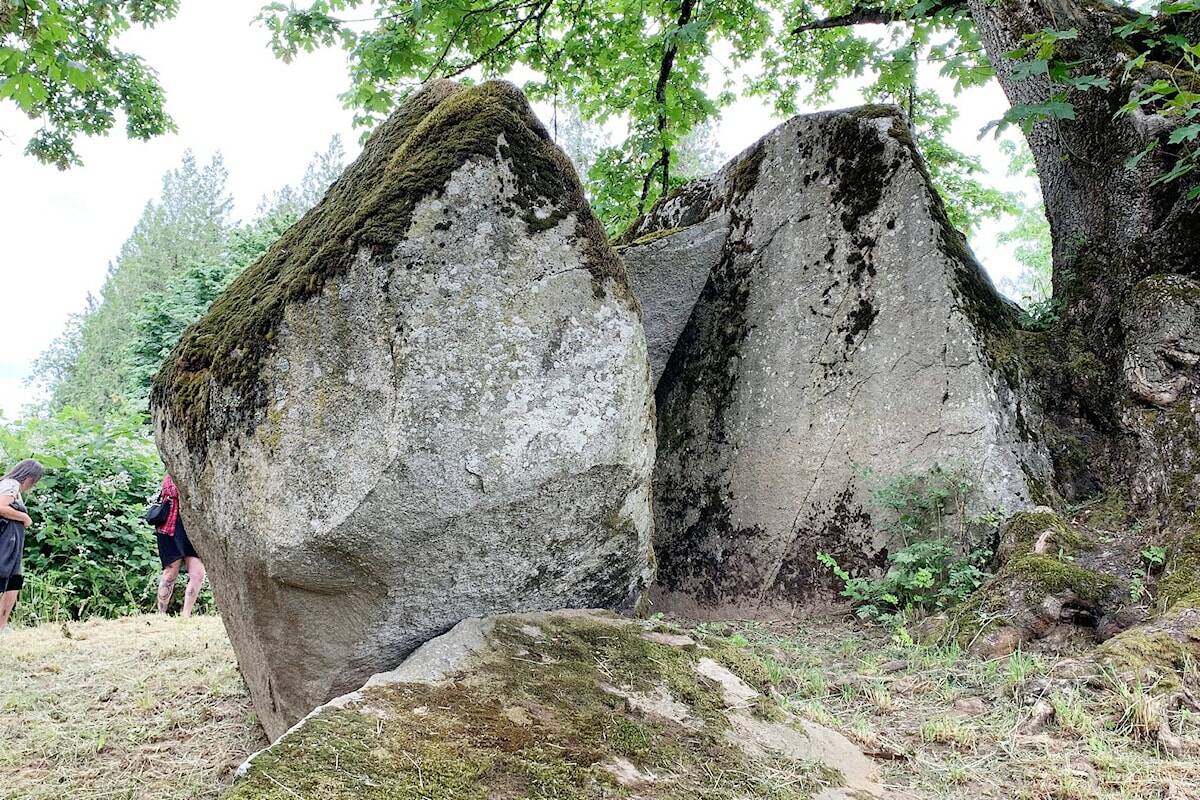 The Lightning Rock in Abbotsford marks what is believed to be the burial site of First Nations people who were victims of small pox epidemics. The province announced on Wednesday (March 27) that it has purchased the 89-acre land and will transfer the property to Semá:th First Nation. (Ben Lypka/Abbotsford News)