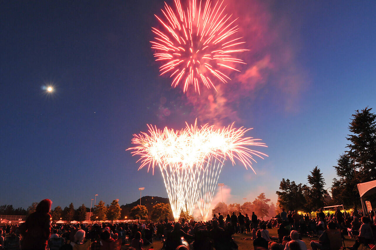 Chilliwack’s Canada Day celebrations will not include fireworks in 2024. This display was from Canada Day 2017. (Jenna Hauck/ Chilliwack Progress file)