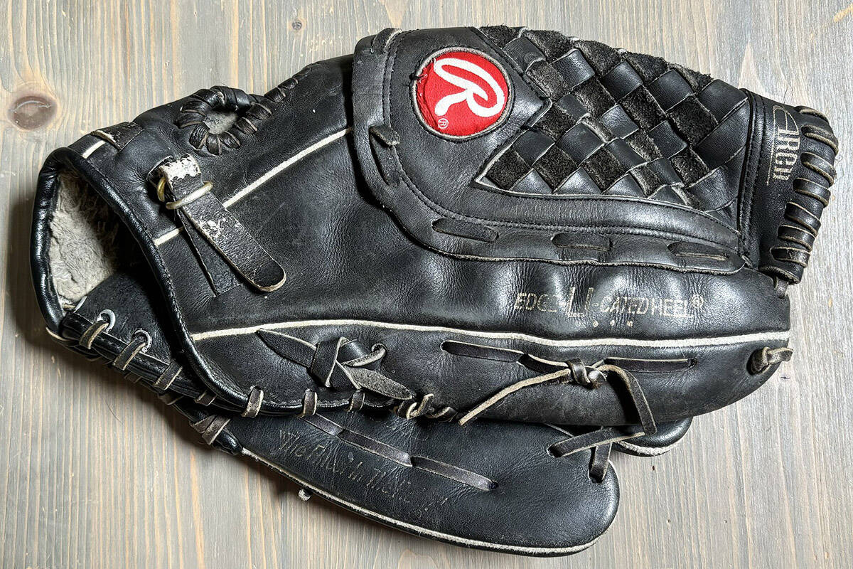 The trusty old Rawlings glove sits flat, unused and lonely for another baseball season. (Philip Wolf photo)